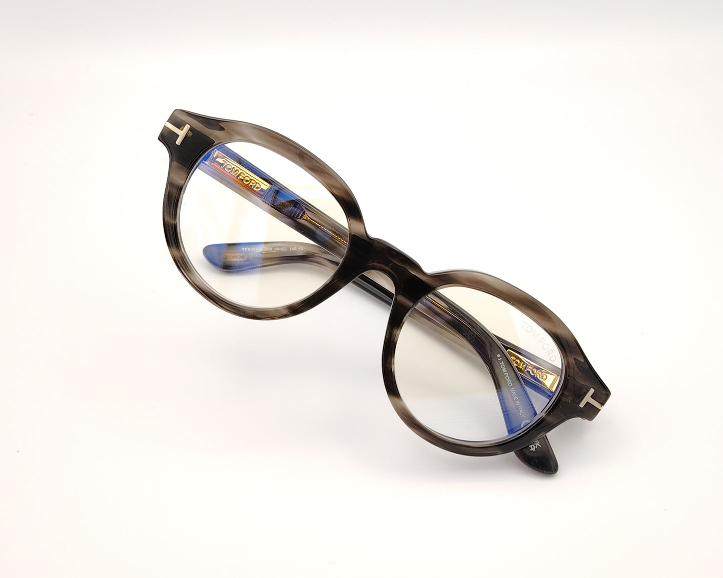 gafas tom ford tf6037b 056 montura redonda acetato carey ahumado diseño retro elegante