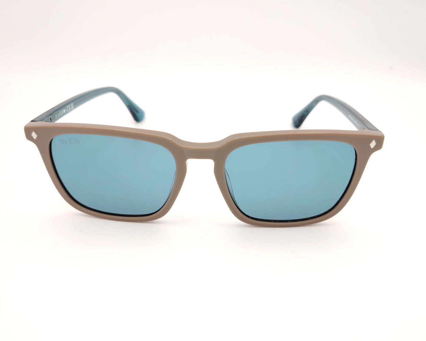 web we369 59v gafas de acetato en formato cuadrado de color arena con los cristales y las varillas en azul