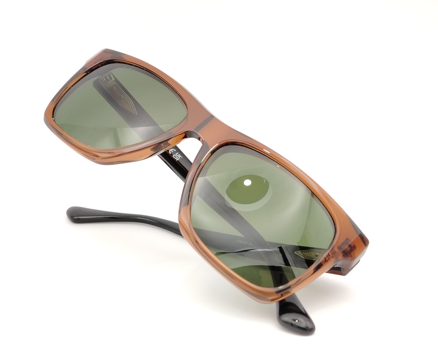 web we350 50n gafas de sol de acetato en formato cuadrado , color marrón traslúcido con las lentes verdes y las varillas negras