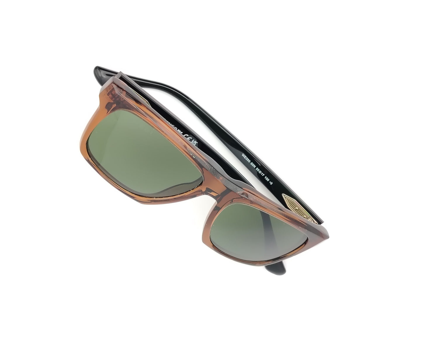 web we350 50n gafas de sol de acetato en formato cuadrado , color marrón traslúcido con las lentes verdes y las varillas negras