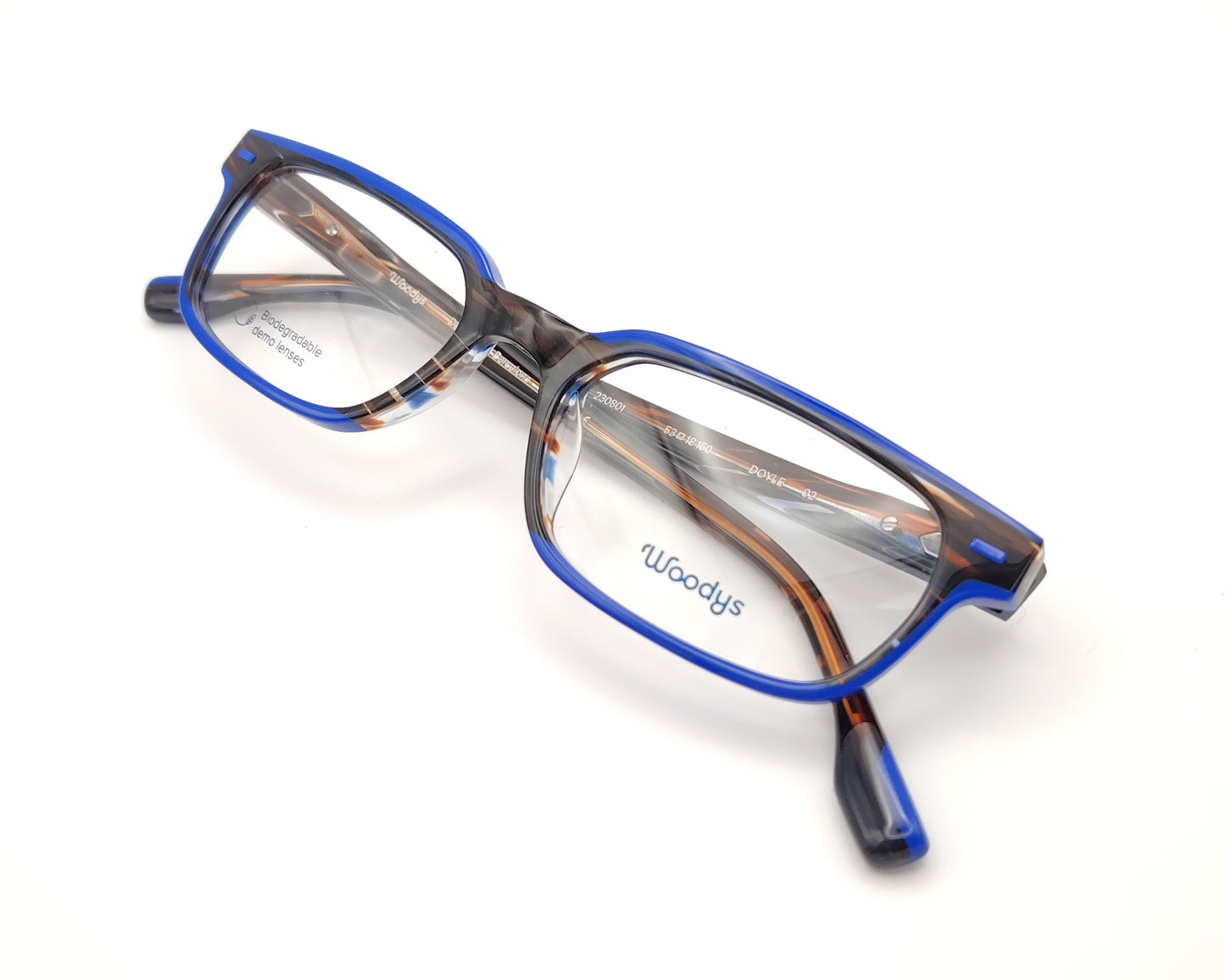 woodys doyle 02 gafas de vista con montura de acetato en color habana y azul, forma media luna ideal para gafas de lectura, combinación de colores llamativa