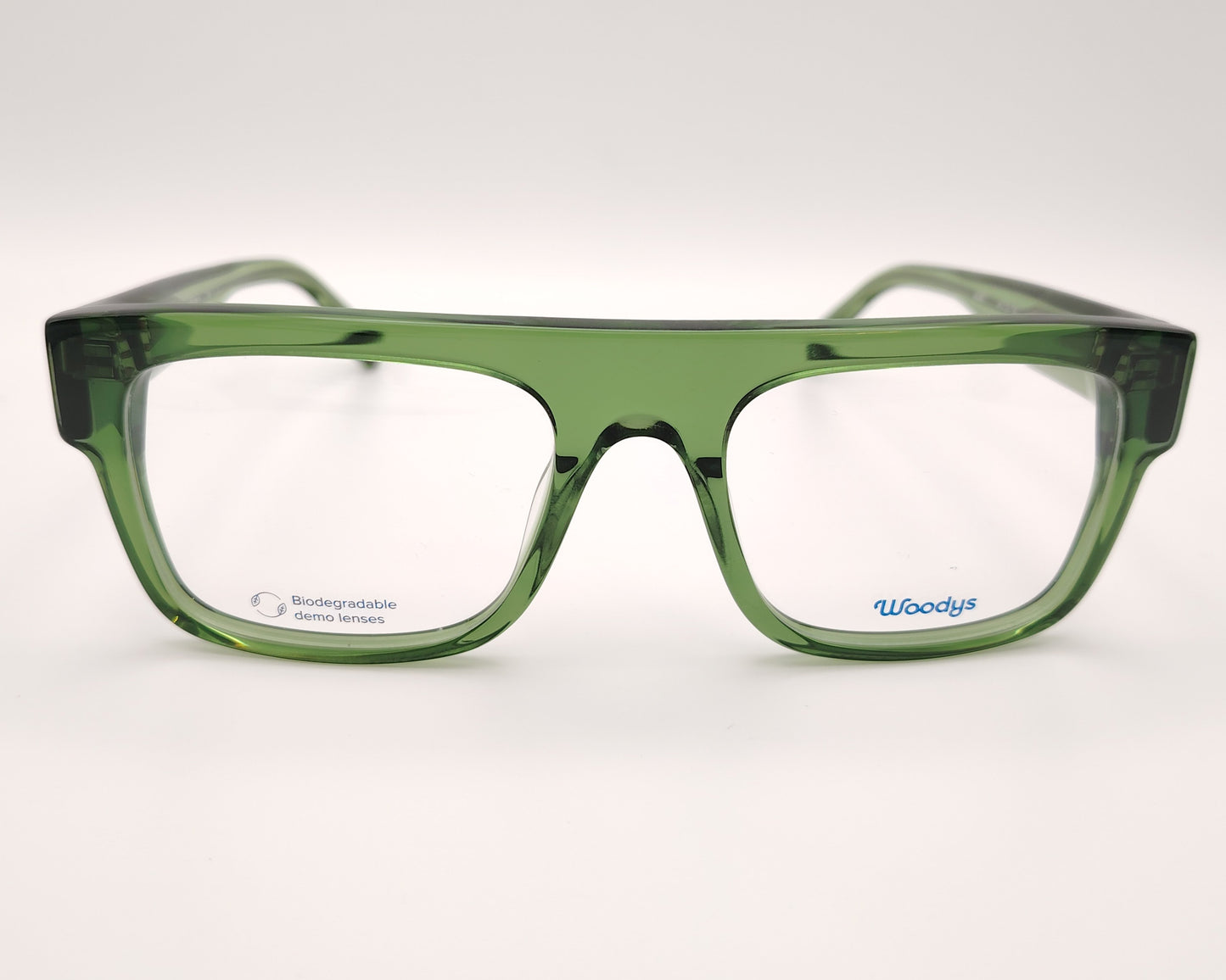 gafas graduadas woodys godard 03 con montura de acetato translúcido en color verde diseño rectangular amplio varillas anchas