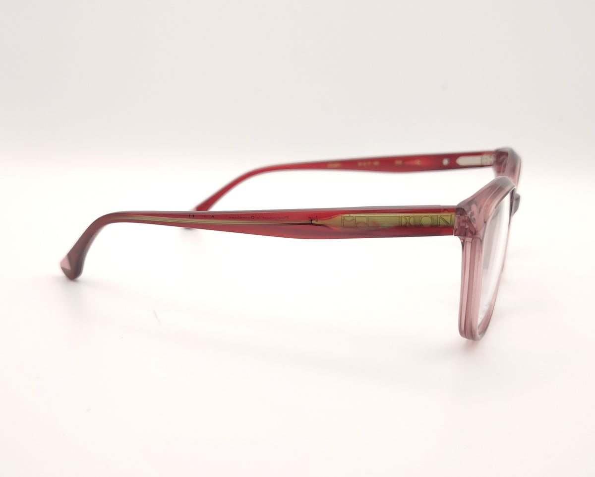 gafas graduadas rosas transparentes con varillas en rosa oscuro
