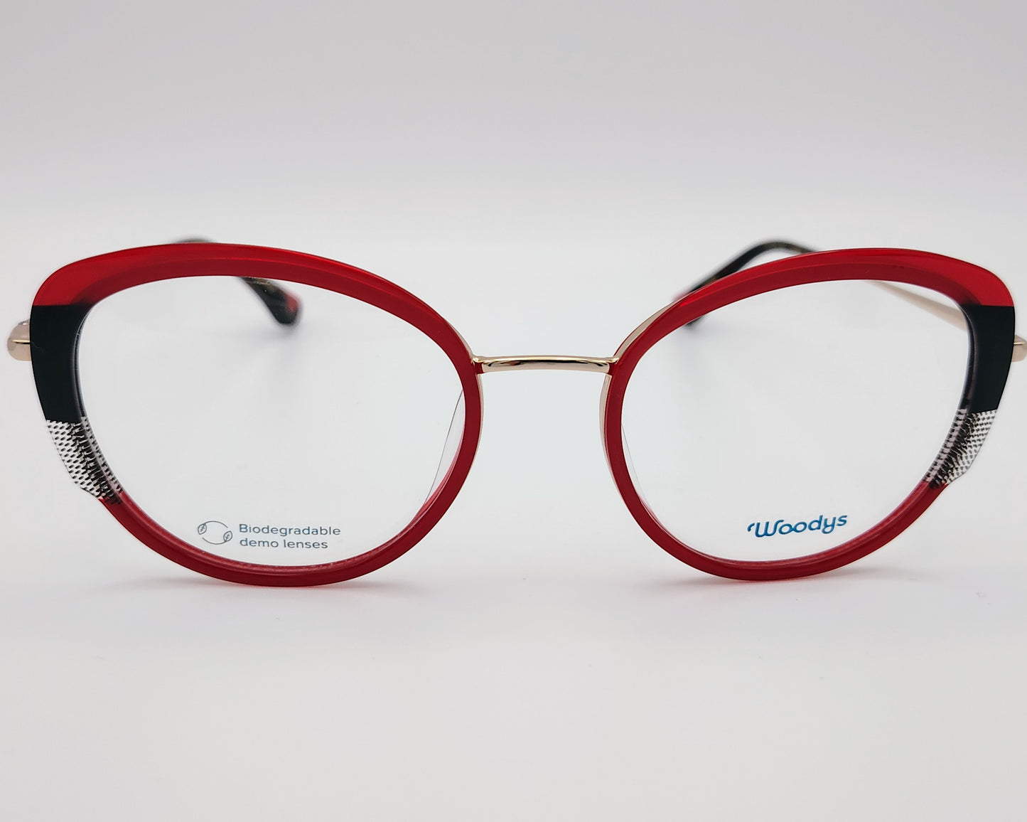 woodys kors 03 gafas de metal con aro de acetato en color rojo y negro con forma ovalada cat eyes