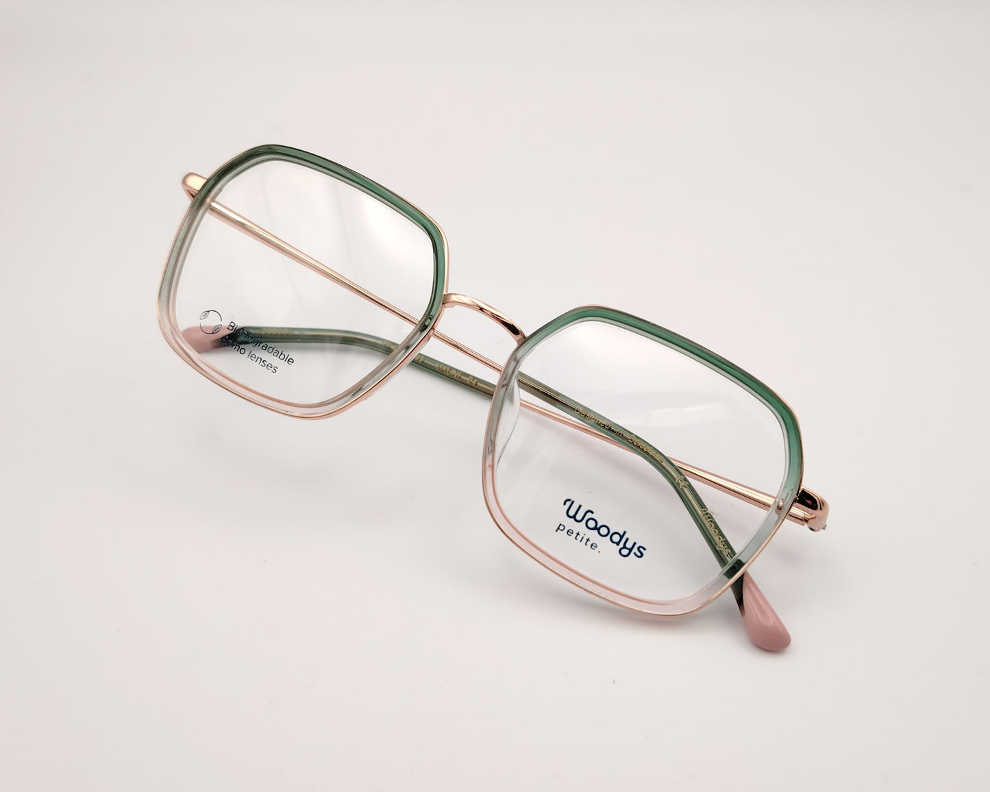 gafas woodys malini 04 petite para caras menudas en metal dorado con detalle en verde