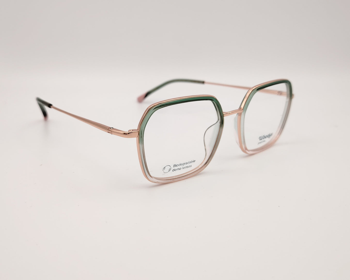 gafas woodys malini 04 petite para caras menudas en metal dorado con detalle en verde