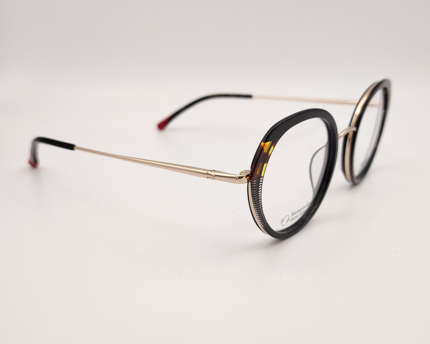 gafas woodys talia 01 petite redondas en metal y pasta negra para caras menudas