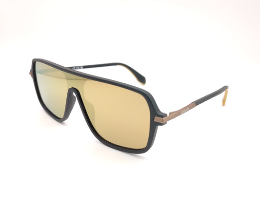 adidas or0100 02g gafas de sol de pantalla con aro de pasta en negro mate y lente de espejo dorado