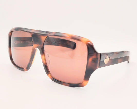 gafas de sol adidas originals or0132 con montura de acetato tipo habana oversize lentes marrones y detalle de logo dorado en la varilla