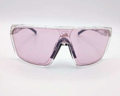 gafas de sol deportivas adidas sp0108 con montura transparente y lentes fotocromáticas en tono rosa