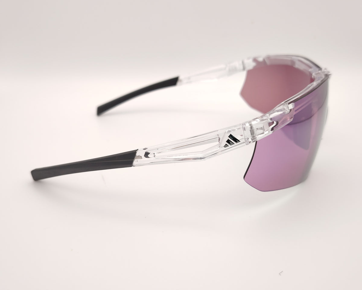 gafas de sol deportivas adidas sp0128 26z con lente panorámica espejada rosa violeta montura transparente