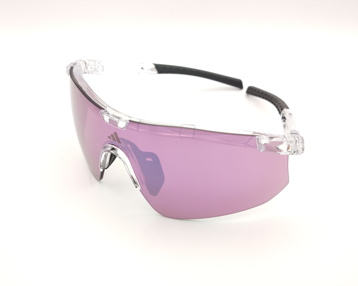 gafas de sol deportivas adidas sp0128 26z con lente panorámica espejada rosa violeta montura transparente