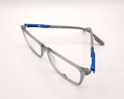 adidas sp5070 020 gafas graduadas de forma rectangular con montura en gris translúcido y detalles en azul diseño ligero