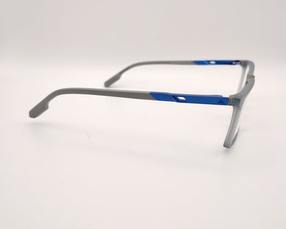 adidas sp5070 020 gafas graduadas de forma rectangular con montura en gris translúcido y detalles en azul diseño ligero