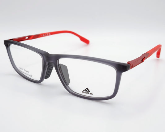 gafas de graduado adidas rectangulares de pasta gris con varillas rojas