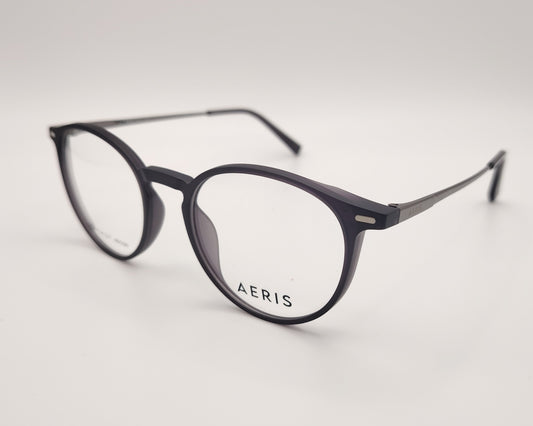 aeris ae8017 4 c11 gafas graduadas montura redonda de pasta color negro mate incluye dos clips solares magnéticos con lentes polarizadas en tonos azul espejo y negro diseño ligero y funcional