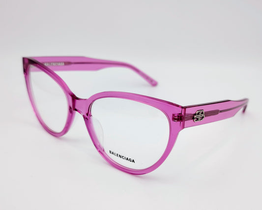 balenciaga bb064o 007 gafas de acetato en rosa traslúcido diseño cat eyes