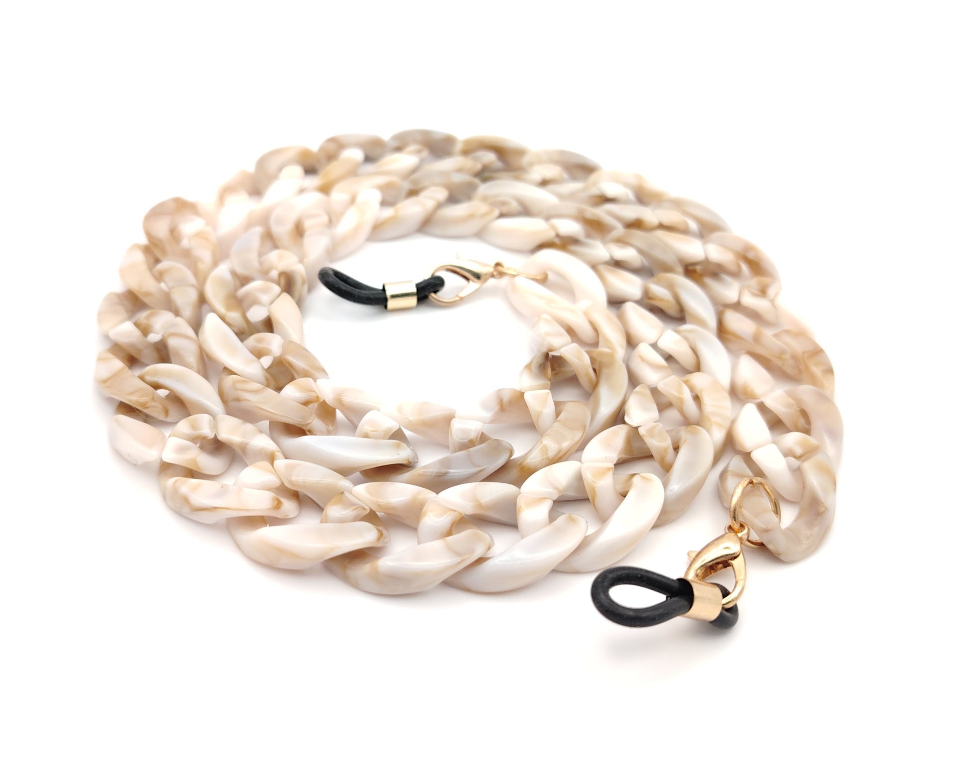 cadena para gafas de eslabones grandes en beige jaspeado