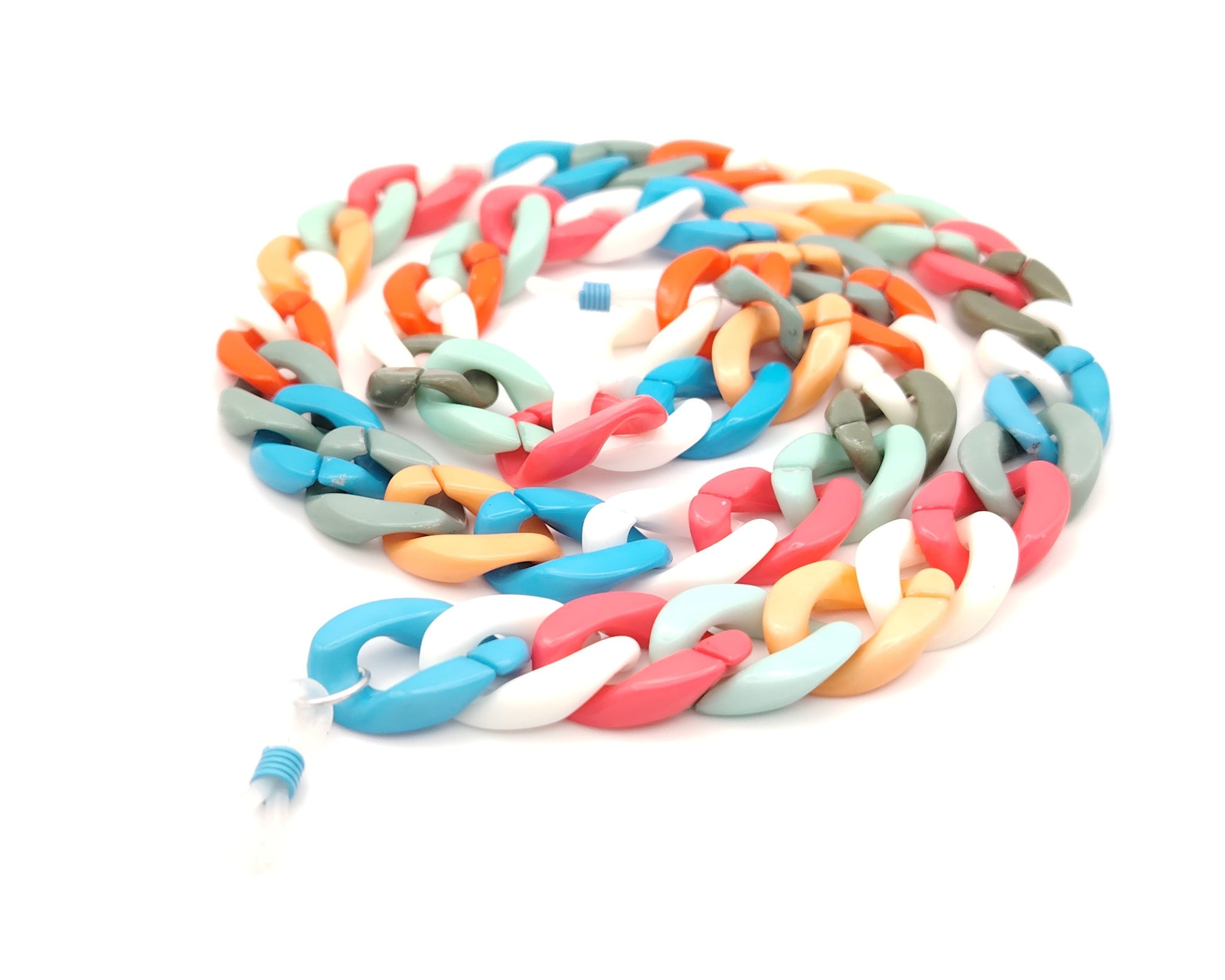 cadena para gafas de eslabones grandes multicolor con enganches transparentes