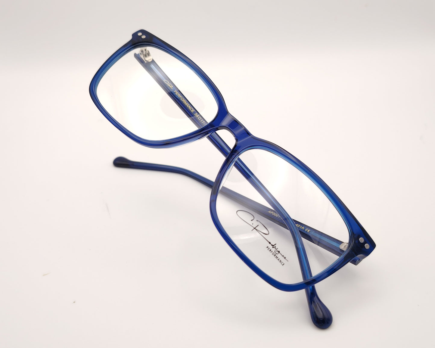 gafas graduadas rectangulares azul translúcido de pasta ligera