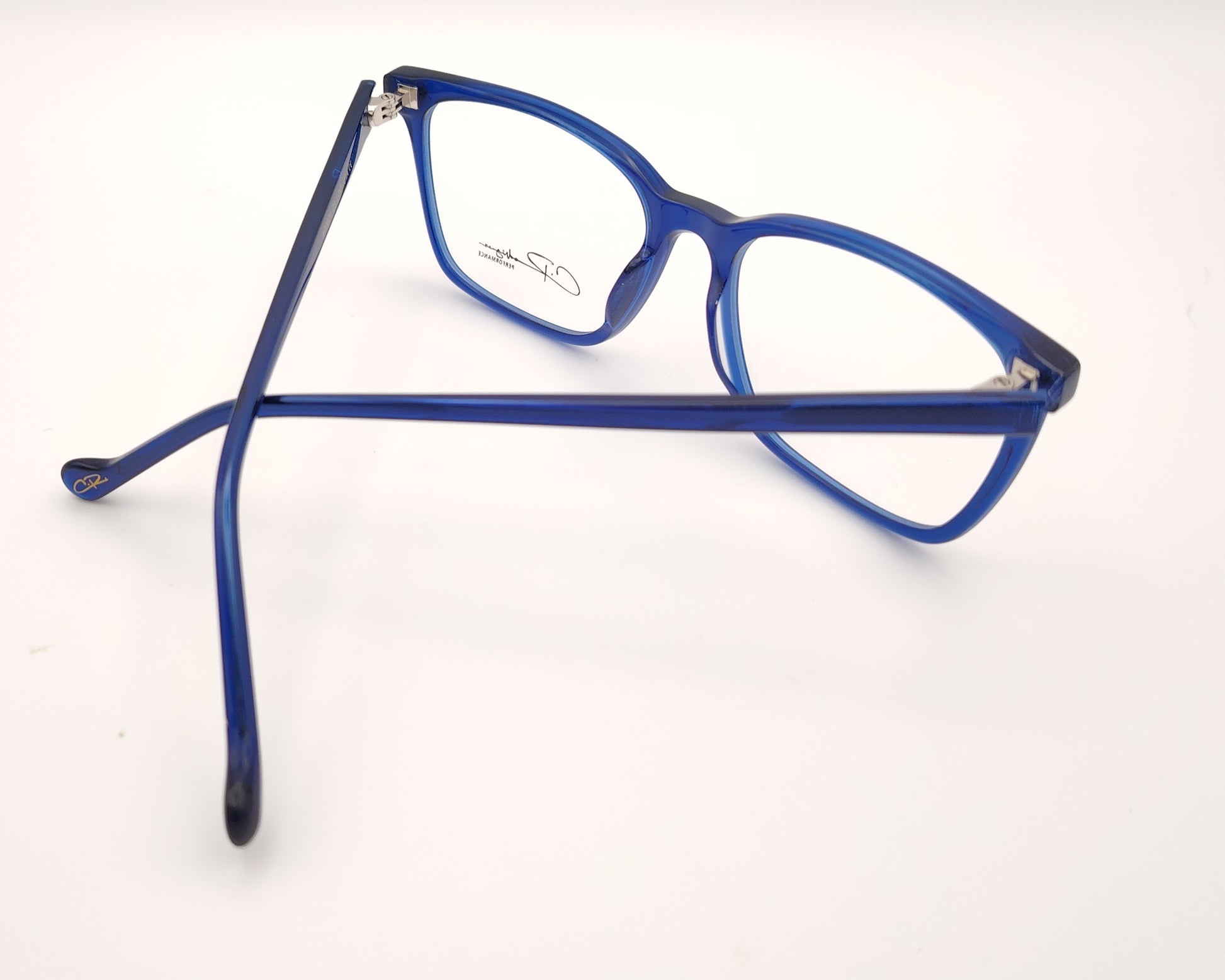 gafas graduadas rectangulares azul translúcido de pasta ligera