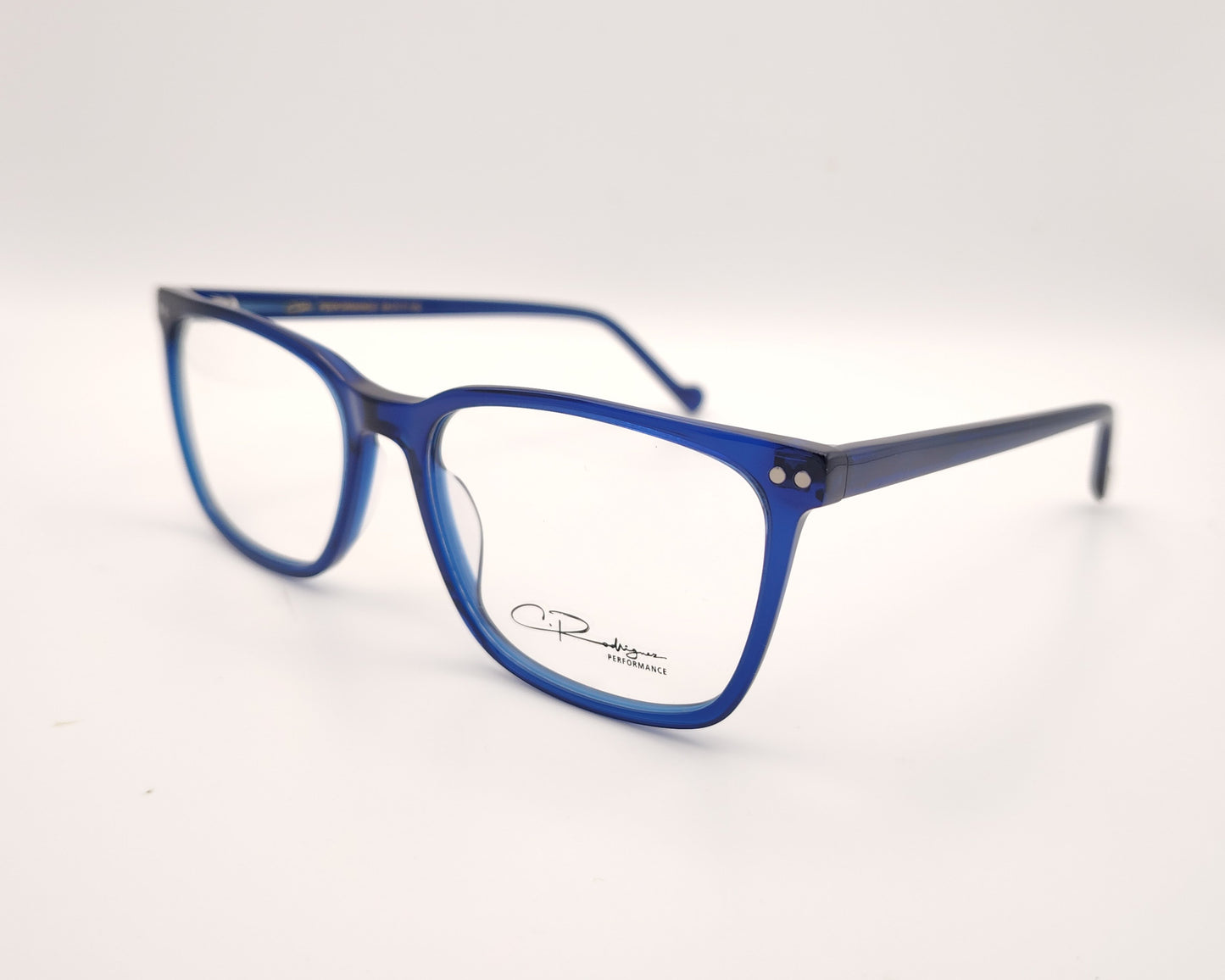 gafas graduadas rectangulares azul translúcido de pasta ligera