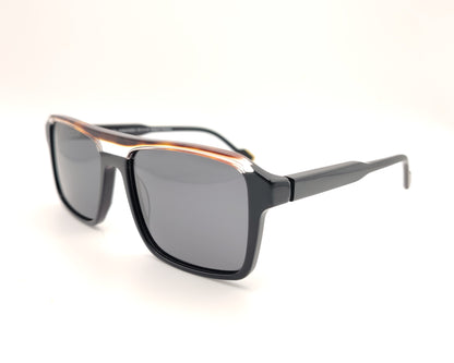 gafas de sol polarizadas negras cuadradas con detalle superior translúcido