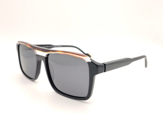 gafas de sol polarizadas negras cuadradas con detalle superior translúcido