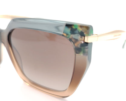 gafas de sol carolina herrera de acetato  forma cuadrada en verde y marrón con detalle carey y varillas doradas