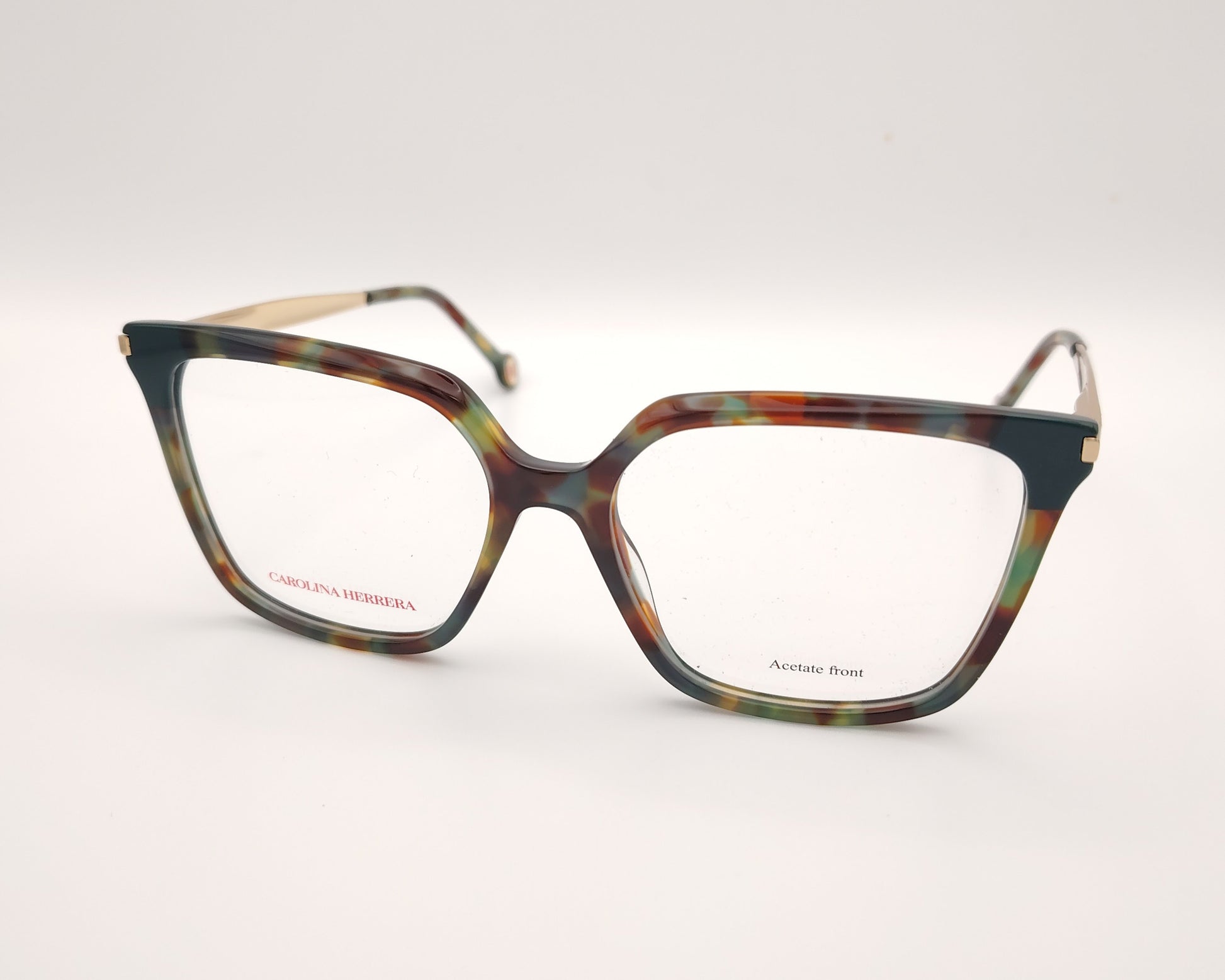 gafas graduadas carolina herrera de forma cuadrada en acetato multicolor con varillas metálicas doradas