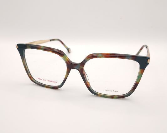 gafas graduadas carolina herrera de forma cuadrada en acetato multicolor con varillas metálicas doradas
