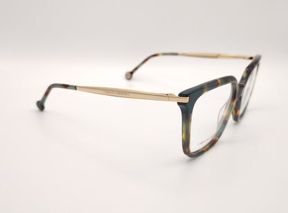 gafas graduadas carolina herrera de forma cuadrada en acetato multicolor con varillas metálicas doradas