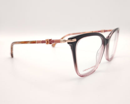 gafas carolina herrera  con degradado de berenjena a rosa y varillas finas doradas con detalles  rosados y carey 