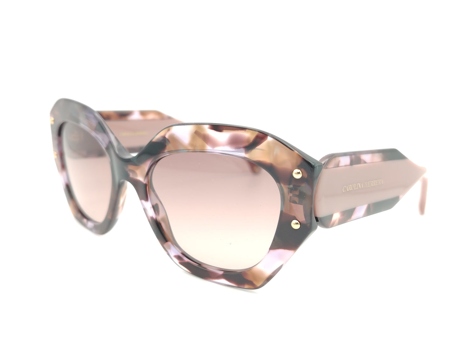 gafas de sol carolina herrera marmoladas en tonos rosa malva y carey con forma oversize