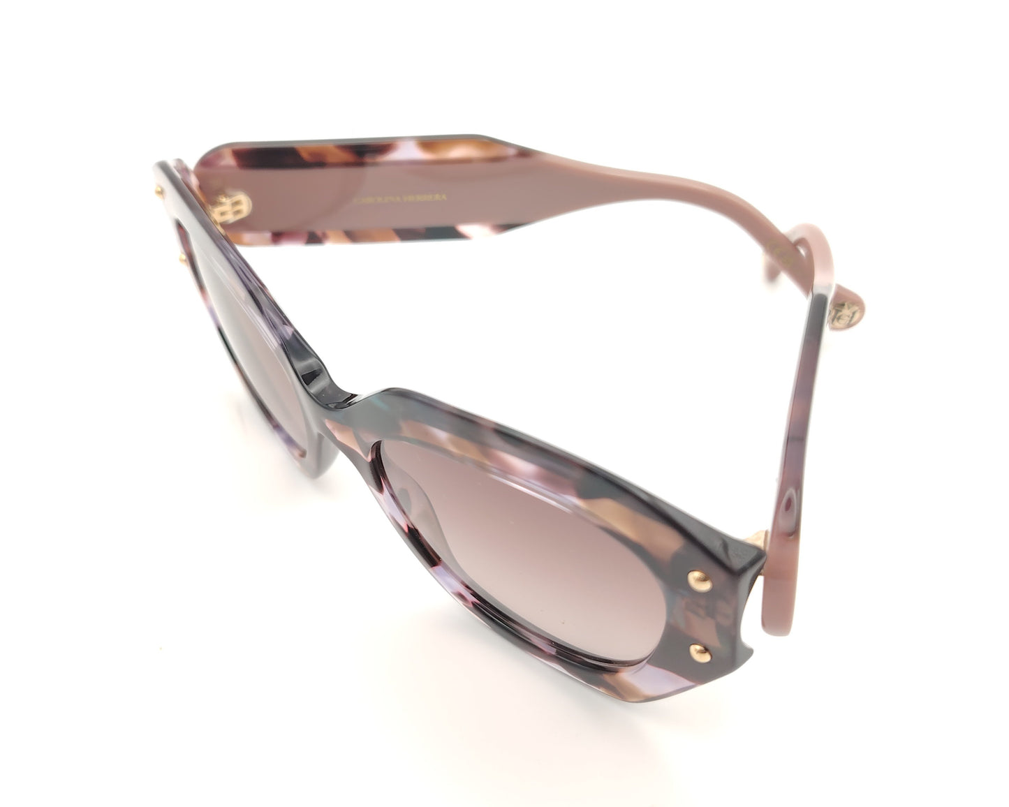 gafas de sol carolina herrera marmoladas en tonos rosa malva y carey con forma oversize