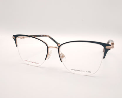 gafas de metal semi al aire carolina herrera en color verde y dorado