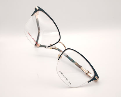 gafas de metal semi al aire carolina herrera en color verde y dorado