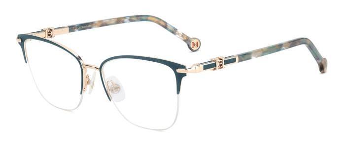 gafas de metal semi al aire carolina herrera en color verde y dorado