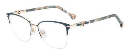 gafas de metal semi al aire carolina herrera en color verde y dorado