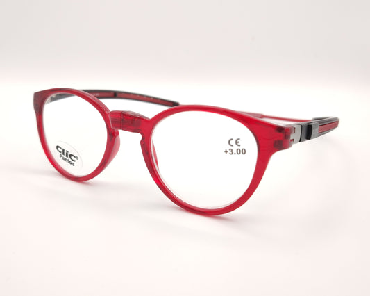 gafas de presbicia clic pantos en color rojo con cierre magnético frontal y forma pantos