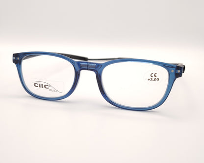gafas premontadas de presbicia clic para dejar colgadas del cuello en pasta azul 