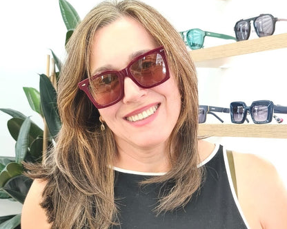 gafas cuadradas burdeos con montura gruesa de acetato