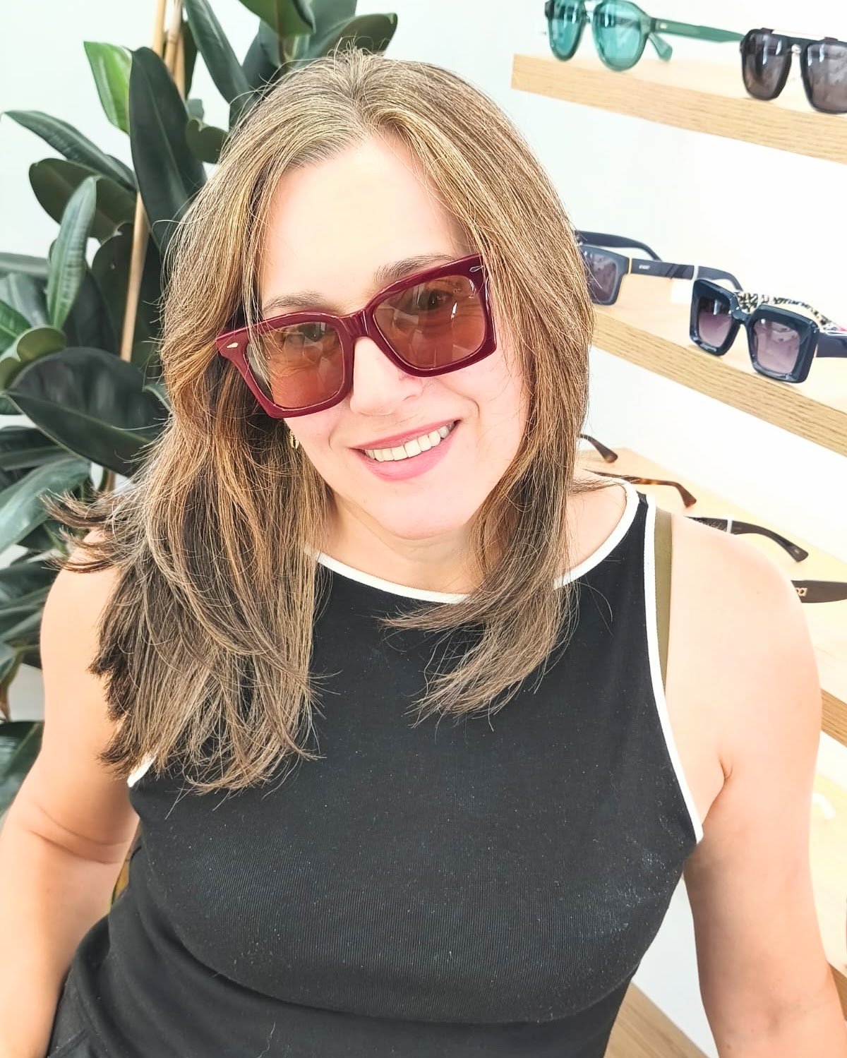 gafas cuadradas burdeos con montura gruesa de acetato