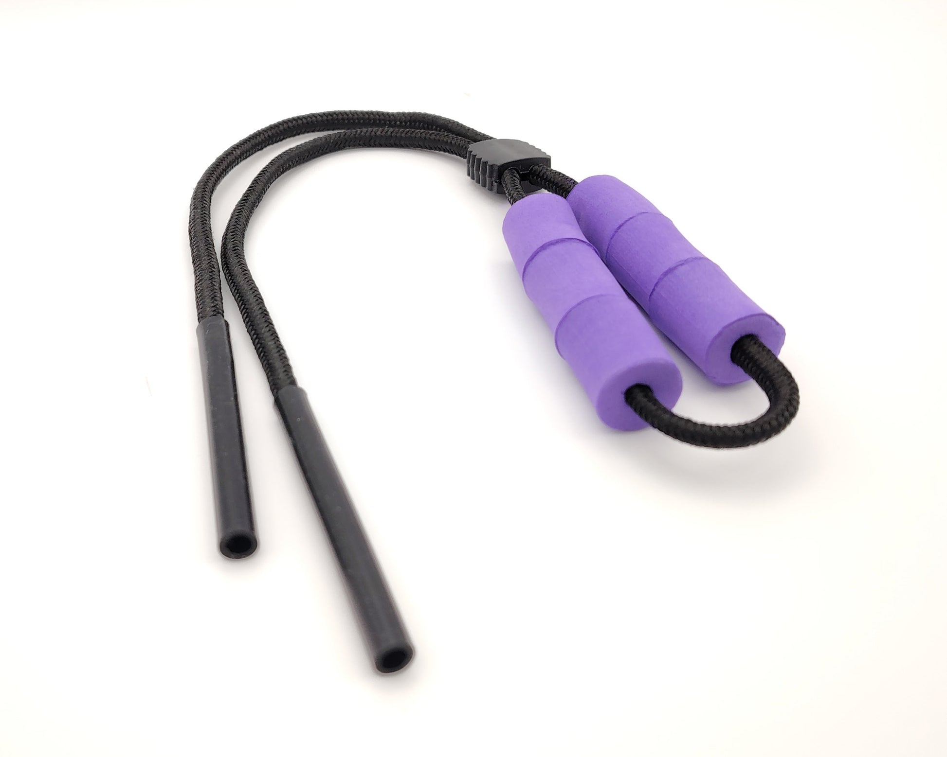 cordones flotantes para gafas con sujeción de silicona en negro y morado