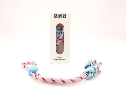 cordones para gafas infantiles de color rosa y celeste con nudos suaves y ajuste adaptable