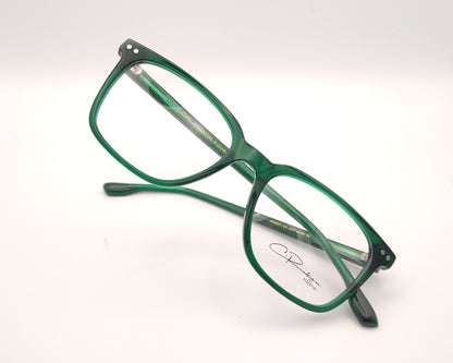 gafas graduadas rectangulares verde translúcido ligeras de diseño moderno