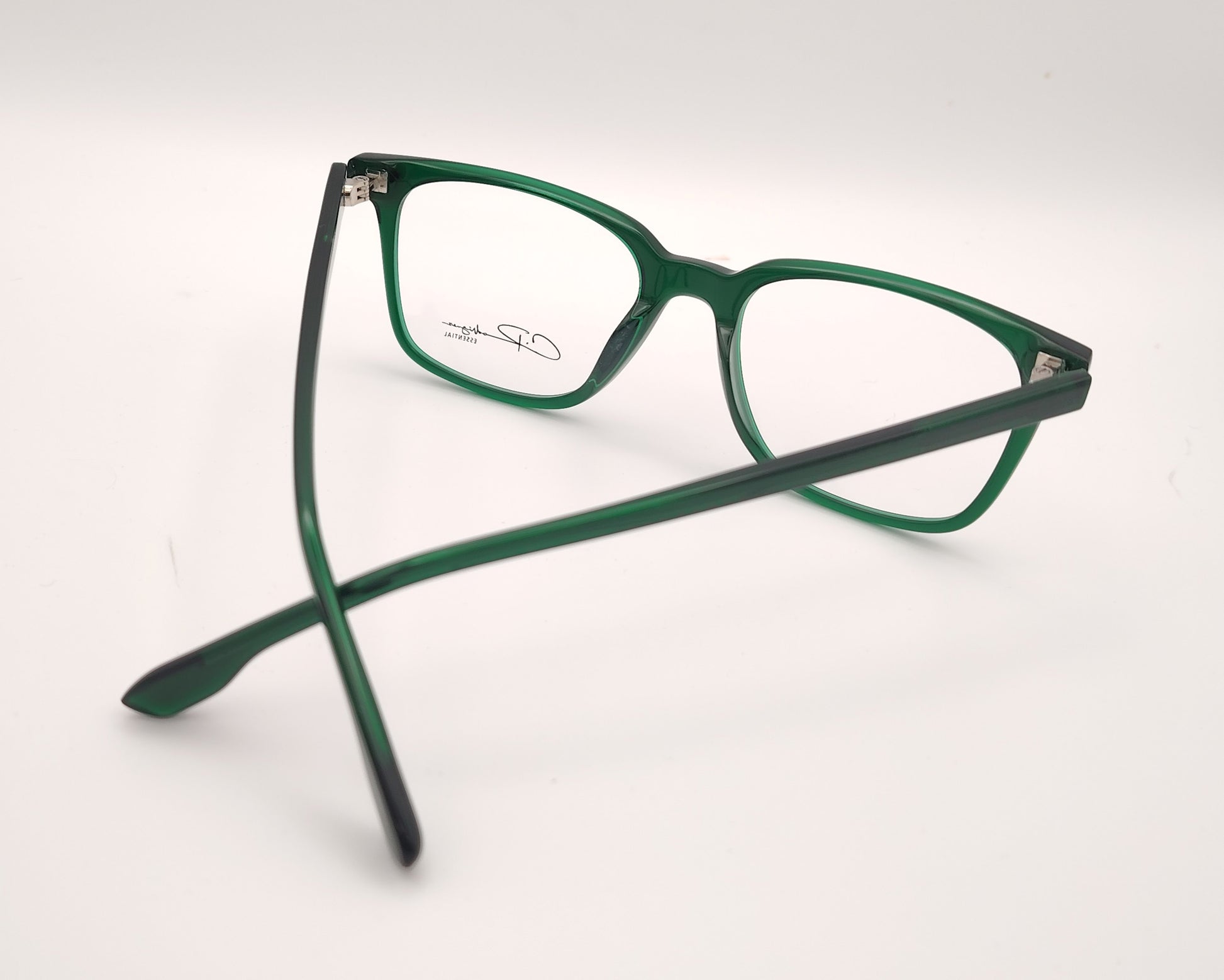 gafas graduadas rectangulares verde translúcido ligeras de diseño moderno