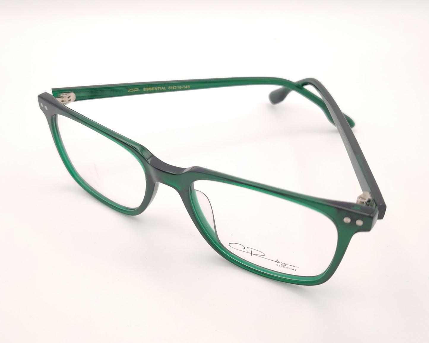 gafas graduadas rectangulares verde translúcido ligeras de diseño moderno