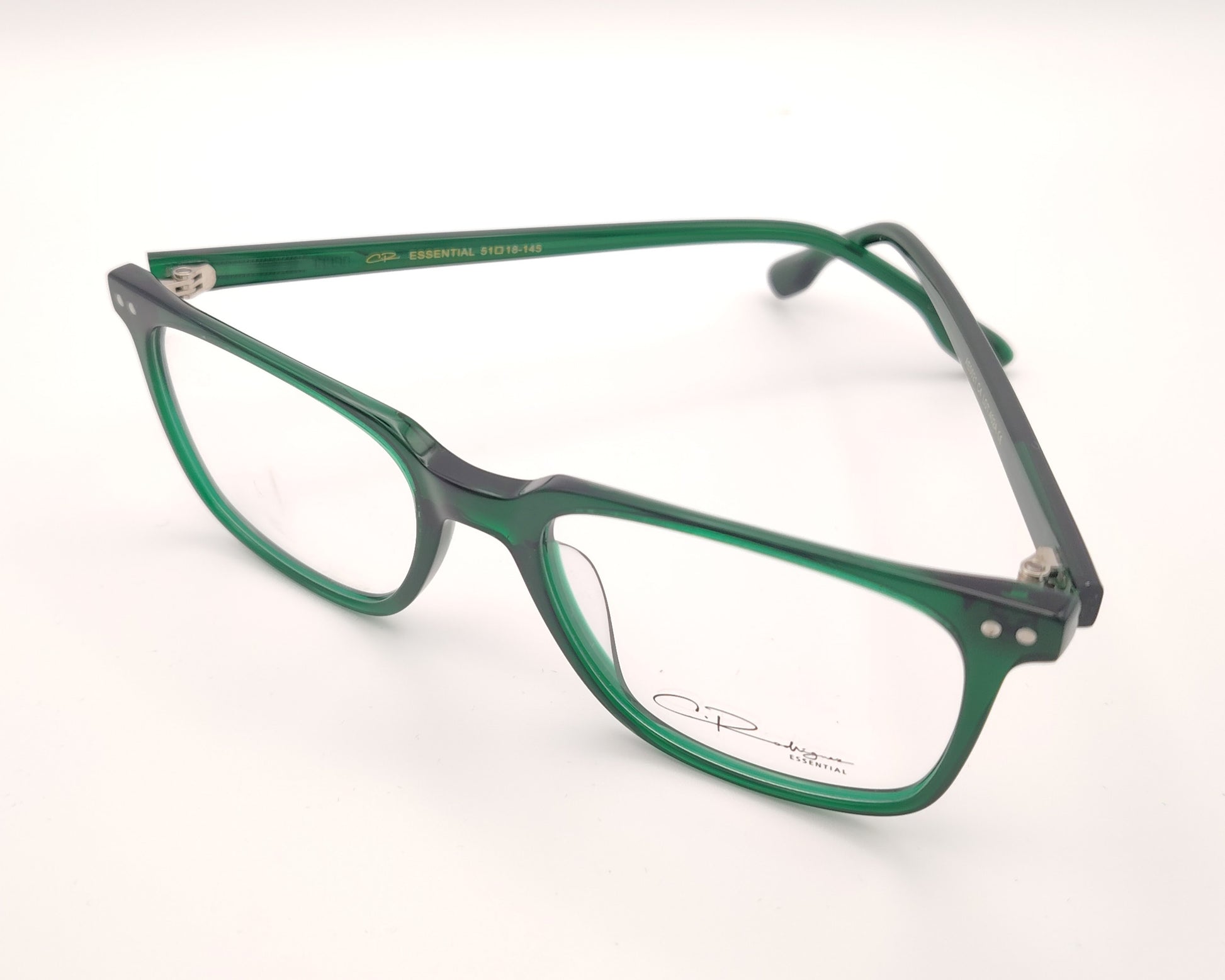 gafas graduadas rectangulares verde translúcido ligeras de diseño moderno
