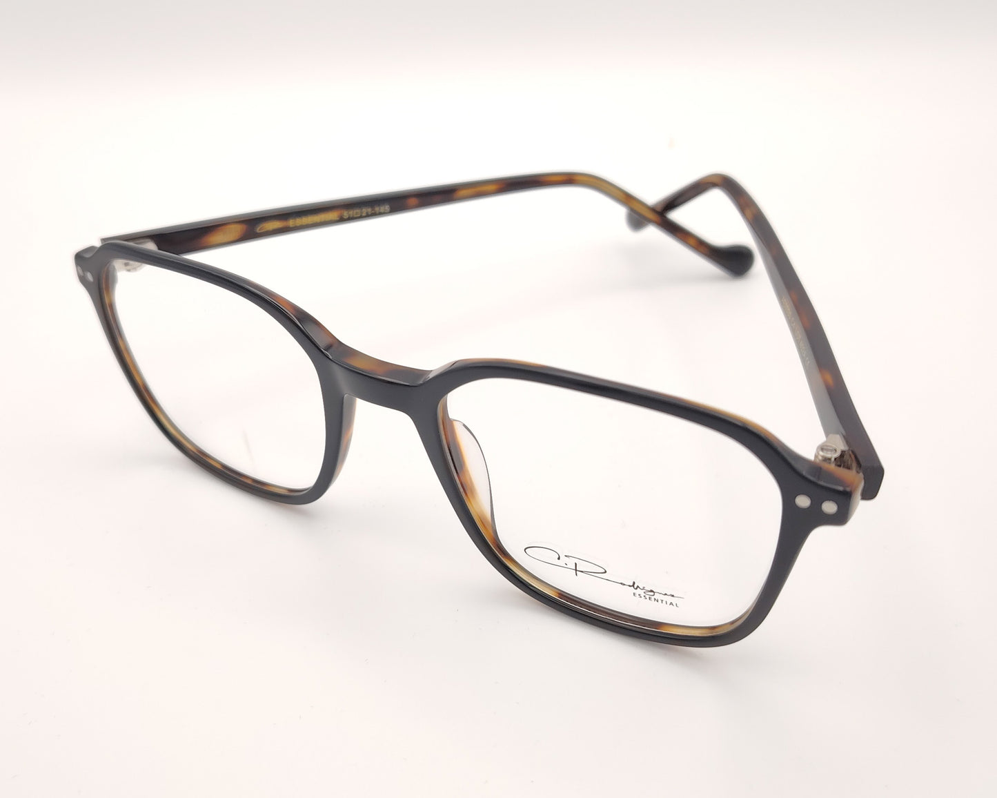 gafas graduadas negras con interior carey y forma cuadrada suave